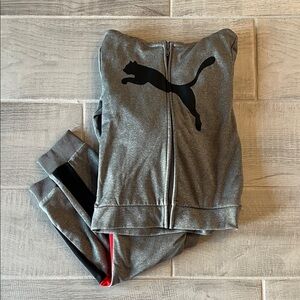Puma Kids Gray Joggers with Black Puma Logo